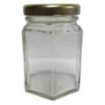 4oz (114g) Glass Hex Jars x 72 (Half Gross) Inc Twist-On Metal Lids