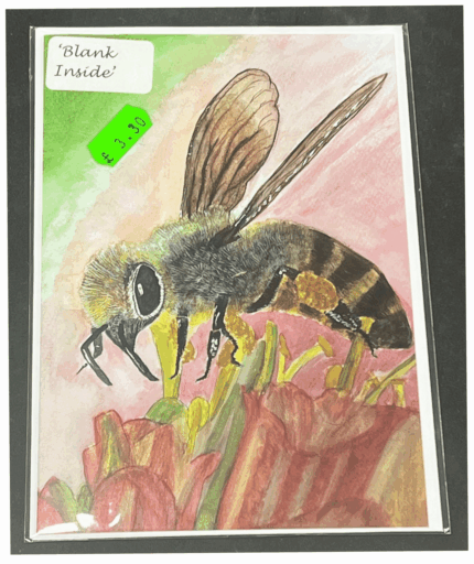 7" x 5" HONEYBEE ON TULIPS GREETINGS CARD