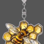 Acrylic Bee & Honeycomb Keyring