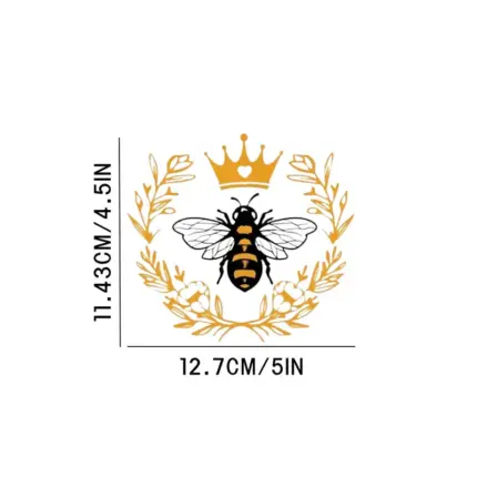 Golden Crown with Bee & Leaf Car Sticker