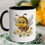 11oz Ceramic Bee Mug with Floral Design