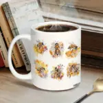 11oz Ceramic Bee Mug with Honeycomb Design