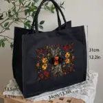 Bee on Colourful Flowers Tote Bag BLACK