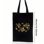Bees, Honeycomb and Sunflowers on Black Tote Bag