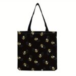 Black Tote Bag with Bees