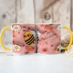 11oz Ceramic Pink Bee Happy Bee Mug - Image 2
