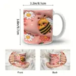 11oz Ceramic Pink Bee Happy Bee Mug
