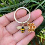 Small Bee Honeycomb Keyring