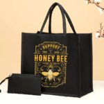 Support Your Local Honey Bee (Save the Bees) Jute Bag & Purse
