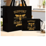Support Your Local Honey Bee Jute Bag & Purse