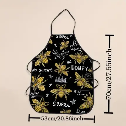 Sweet Honey with Bees on Black Apron