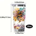 20oz Stainless Steel Insulated Tumbler with Lid - Bee Design 17
